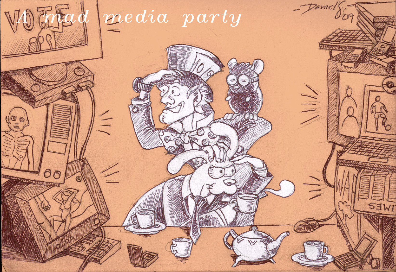Daniel Garcia Art Illustration Alice in Wonderland Social Cartoon 04