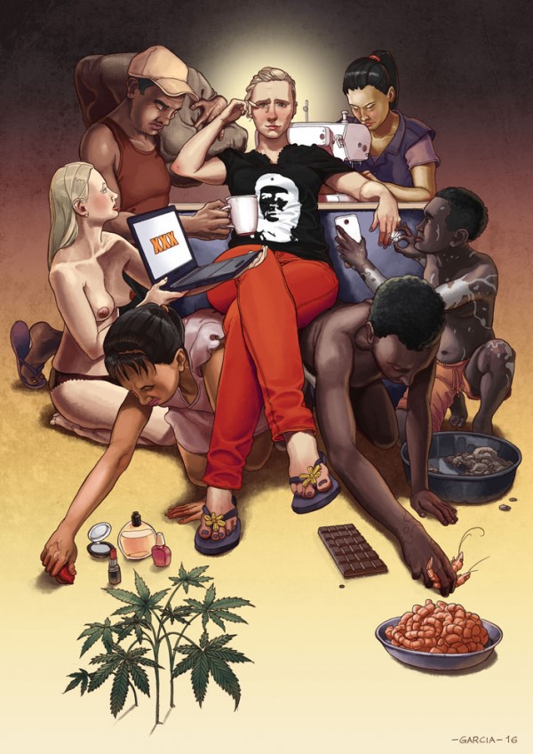 Daniel Garcia Art Illustration Personal Slaves Capitalism Consumer Product Woman Man Fashion Food Porn 6